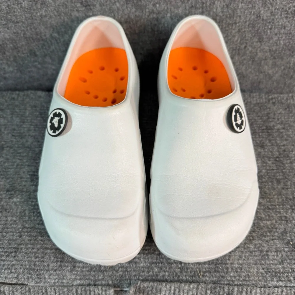 White Nursing Clogs Slip On Professional Work Shoes Medical Caduceus Size 3